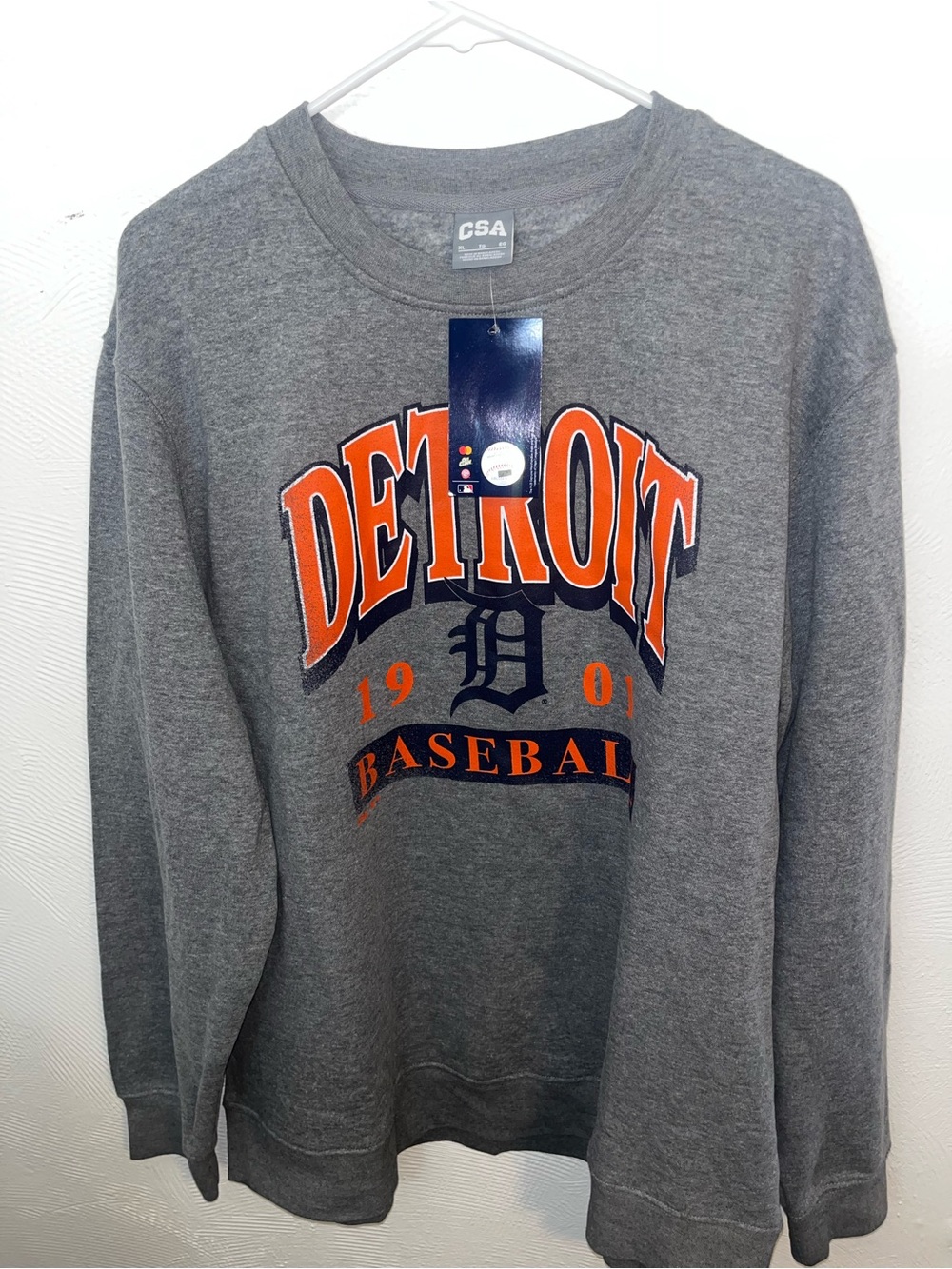 Detroit Baseball Gray Crewneck Pullover